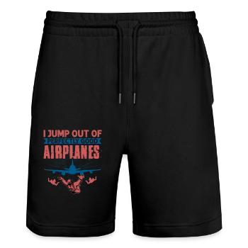 Je saute d’un parachute d’avion parfaitement bon - Short de jogging bio TRAINER Stanley/Stella unisexe - noir - Devant - Nik (191cm) & Marisol (170cm)