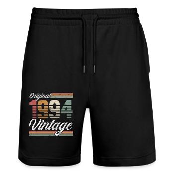 1994 Year of birth 30th birthday Vintage - Stanley/Stella Trainer Unisex Organic Jogging Shorts - black - Front - Nik (191cm) & Marisol (170cm)