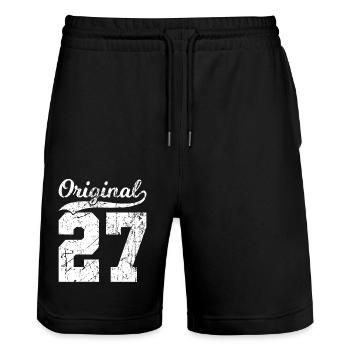 27 Original 97 Jahren Mann Frau Geburtstag - Stanley/Stella Unisex Bio Joggingshorts Trainer  - Schwarz - Vorne - Nik (191cm) & Marisol (170cm)