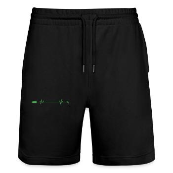 USB Stick Herzschlaglinie Speichermodul - Stanley/Stella Unisex Bio Joggingshorts Trainer  - Schwarz - Vorne - Nik (191cm) & Marisol (170cm)