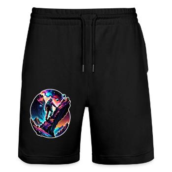 Climbing - Moon - Space - Stanley/Stella Trainer Unisex Organic Jogging Shorts - black - Front - Nik (191cm) & Marisol (170cm)