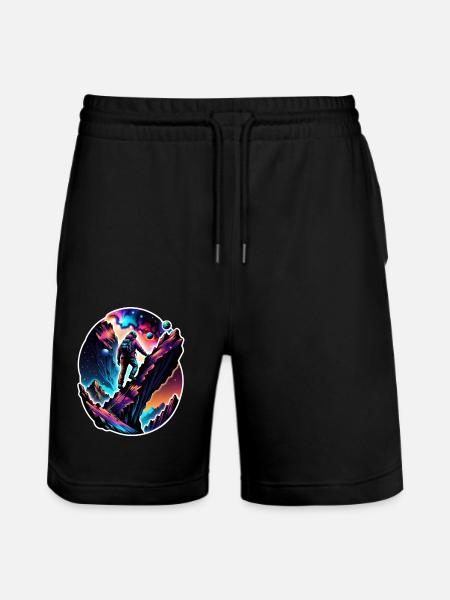 Climbing - Moon - Space - Stanley/Stella Trainer Unisex Organic Jogging Shorts - black