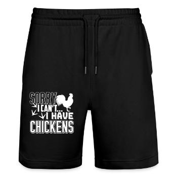 Chicken I Have Chickens - Stanley/Stella Trainer Unisex Organic Jogging Shorts - black - Front - Nik (191cm) & Marisol (170cm)