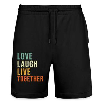 Liebe Lachen Zusammen leben Inspiration Zitat Familie - Stanley/Stella Unisex Bio Joggingshorts Trainer  - Schwarz - Vorne - Nik (191cm) & Marisol (170cm)