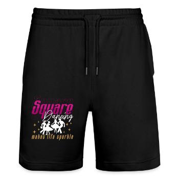Square Dancing Makes Life Sparkle Western Dancing - Stanley/Stella Unisex Bio Joggingshorts Trainer  - Schwarz - Vorne - Nik (191cm) & Marisol (170cm)