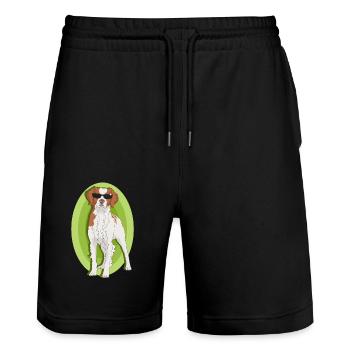 Cadeau de chien breton Epagneul breton de Bretagne - Short de jogging bio TRAINER Stanley/Stella unisexe - noir - Devant - Nik (191cm) & Marisol (170cm)