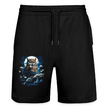 Owl Fantasy Japanese Mythology Magical - Stanley/Stella Trainer Unisex Organic Jogging Shorts - black - Front - Nik (191cm) & Marisol (170cm)