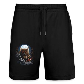 Owl Fantasy Japanese Mythology Magical - Stanley/Stella Trainer Unisex Organic Jogging Shorts - black - Front - Nik (191cm) & Marisol (170cm)