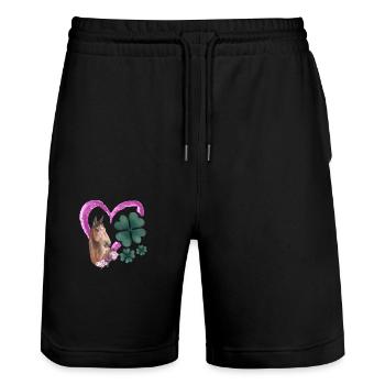 Pferdeliebhaber Herz irisches Kleeblatt - Stanley/Stella Unisex Bio Joggingshorts Trainer  - Schwarz - Vorne - Nik (191cm) & Marisol (170cm)