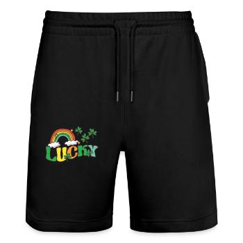 Happy St. Patrick's Day Shamrock Ireland Lust - Stanley/Stella Trainer Unisex Organic Jogging Shorts - black - Front - Nik (191cm) & Marisol (170cm)