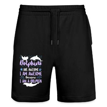 Dolphin Dolphins Are Awesome I Am - Stanley/Stella Unisex Bio Joggingshorts Trainer  - Schwarz - Vorne - Nik (191cm) & Marisol (170cm)