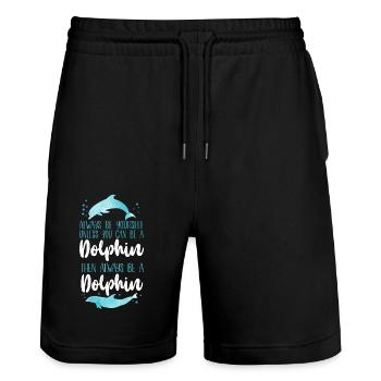 Dolphin Always Be Yourself Unless - Stanley/Stella Trainer Unisex Organic Jogging Shorts - black - Front - Nik (191cm) & Marisol (170cm)