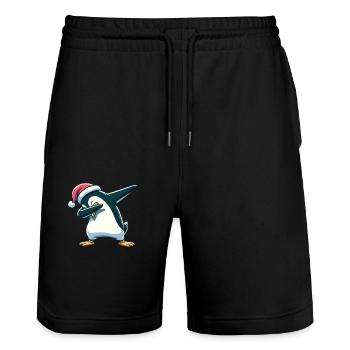 Dabbing Weihnachts Pinguin Dab Weihnachten - Stanley/Stella Unisex Bio Joggingshorts Trainer  - Schwarz - Vorne - Nik (191cm) & Marisol (170cm)