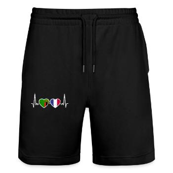 Sambia Frankreich Vintage Herzschlag Flagge - Stanley/Stella Unisex Bio Joggingshorts Trainer  - Schwarz - Vorne - Nik (191cm) & Marisol (170cm)