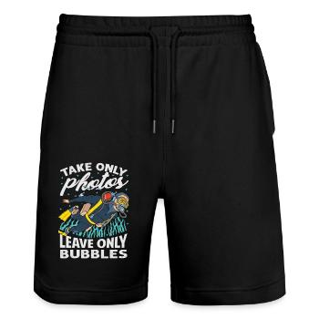 Take Only Photos - Leave Only Bubbles Environment - Stanley/Stella Trainer Unisex Organic Jogging Shorts - black - Front - Nik (191cm) & Marisol (170cm)