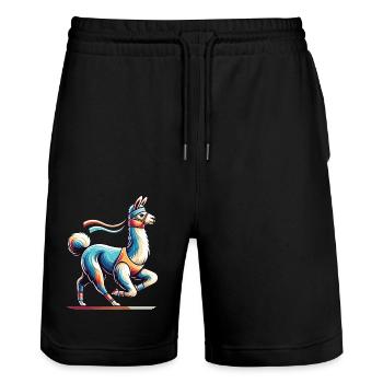 Lama coureur : le fitness avec style - Short de jogging bio TRAINER Stanley/Stella unisexe - noir - Devant - Nik (191cm) & Marisol (170cm)
