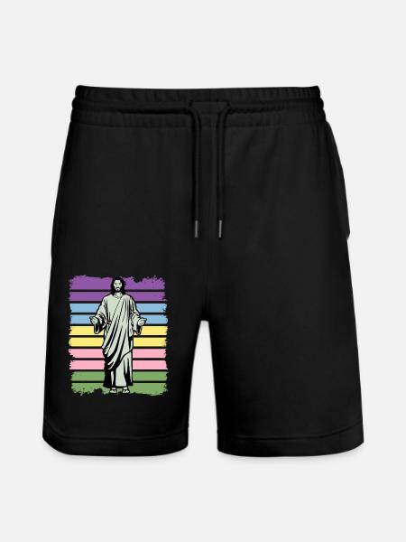 Walk in His Footsteps - Stanley/Stella Trainer Unisex Organic Jogging Shorts - black