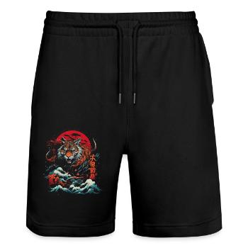 Clair de lune Fantaisie Asie japonaise Mythologie du tigre - Short de jogging bio TRAINER Stanley/Stella unisexe - noir - Devant - Nik (191cm) & Marisol (170cm)