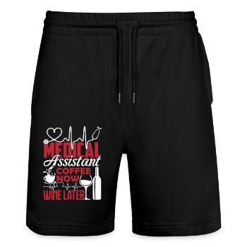 Medical Assistant Medical Assistant Loves Coffee - Stanley/Stella Trainer Unisex Organic Jogging Shorts - black - Front - Nik (191cm) & Marisol (170cm)