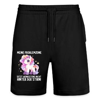 My problem area is not behind my forehead - Stanley/Stella Trainer Unisex Organic Jogging Shorts - black - Front - Nik (191cm) & Marisol (170cm)