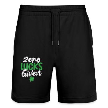 Zero Luck Given Funny Irish St. Patrick's Day - Stanley/Stella Trainer Unisex Organic Jogging Shorts - black - Front - Nik (191cm) & Marisol (170cm)