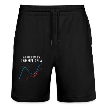 Math Pun Sometimes I Go Off On A Tangent - Stanley/Stella Unisex Bio Joggingshorts Trainer  - Schwarz - Vorne - Nik (191cm) & Marisol (170cm)