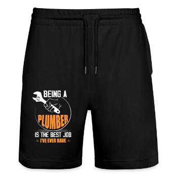 Being A Plumber Is The Best Job I've Ever Have Pip - Stanley/Stella Trainer Unisex Organic Jogging Shorts - black - Front - Nik (191cm) & Marisol (170cm)