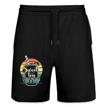 Thé sucré 3 grands sachets de thé amateur de cuisine du Sud - Short de jogging bio TRAINER Stanley/Stella unisexe - noir - Devant - Nik (191cm) & Marisol (170cm)