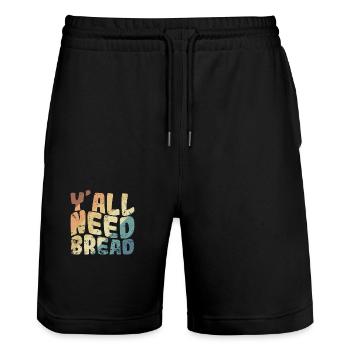 Y'all Need Bread Bäcker Backware - Stanley/Stella Unisex Bio Joggingshorts Trainer  - Schwarz - Vorne - Nik (191cm) & Marisol (170cm)
