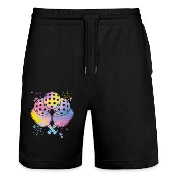Wiffleball Club Pickleball Team - Stanley/Stella Trainer Unisex Organic Jogging Shorts - black - Front - Nik (191cm) & Marisol (170cm)