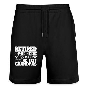 Pediatrician Retired Pediatrician Grandpa - Stanley/Stella Trainer Unisex Organic Jogging Shorts - black - Front - Nik (191cm) & Marisol (170cm)