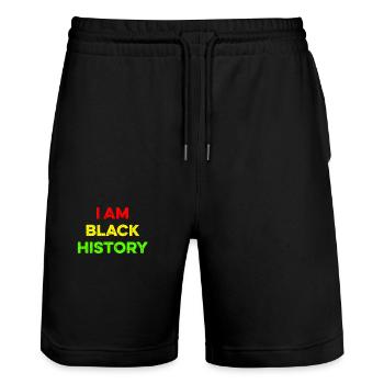 I Am Black History 3 couleurs rastafari - Africain - Short de jogging bio TRAINER Stanley/Stella unisexe - noir - Devant - Nik (191cm) & Marisol (170cm)