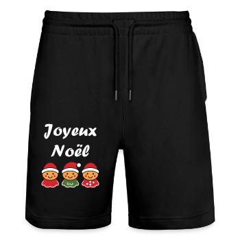 Joyeux noel pain d'épice - Short de jogging bio TRAINER Stanley/Stella unisexe - noir - Devant - Nik (191cm) & Marisol (170cm)