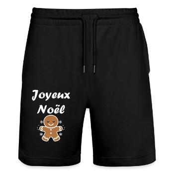 Joyeux noel pain d'épice - Short de jogging bio TRAINER Stanley/Stella unisexe - noir - Devant - Nik (191cm) & Marisol (170cm)