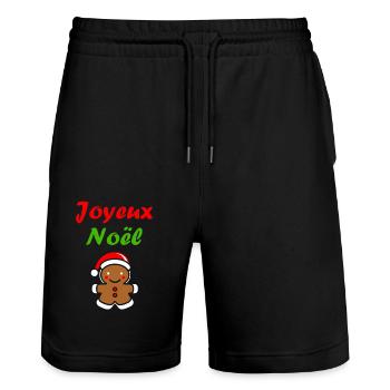 Joyeux noel pain d'épice - Short de jogging bio TRAINER Stanley/Stella unisexe - noir - Devant - Nik (191cm) & Marisol (170cm)