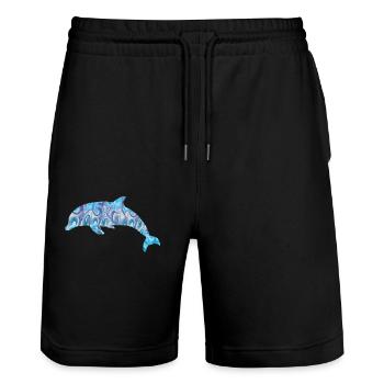 Dolphin - Stanley/Stella Trainer Unisex Organic Jogging Shorts - black - Front - Nik (191cm) & Marisol (170cm)