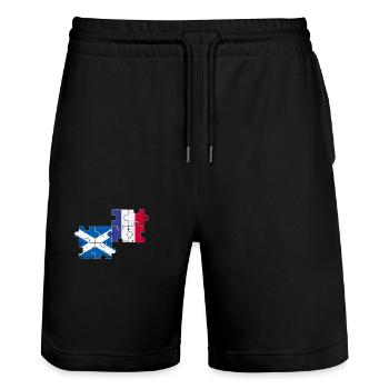 Schottland Frankreich Vintage Flagge Schotte - Stanley/Stella Unisex Bio Joggingshorts Trainer  - Schwarz - Vorne - Nik (191cm) & Marisol (170cm)