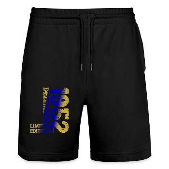 1952 December Limited Edition 71st Birthday Decoration - Stanley/Stella Trainer Unisex Organic Jogging Shorts - black - Front - Nik (191cm) & Marisol (170cm)
