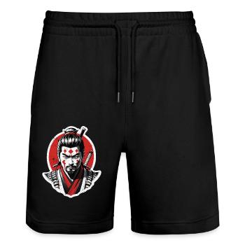 Samurai Warrior - Japan - Demon - Stanley/Stella Trainer Unisex Organic Jogging Shorts - black - Front - Nik (191cm) & Marisol (170cm)