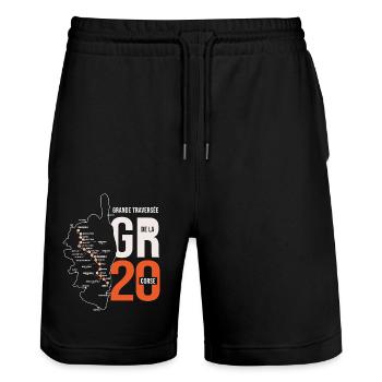 GR 20 carte randonnee gr 20 rando Corse - Short de jogging bio TRAINER Stanley/Stella unisexe - noir - Devant - Nik (191cm) & Marisol (170cm)