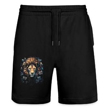 Lion, Animaux, Roi, Afrique - Short de jogging bio TRAINER Stanley/Stella unisexe - noir - Devant - Nik (191cm) & Marisol (170cm)