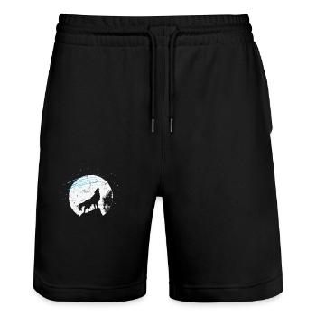 Étoiles filantes devant le clair de lune et le loup - Short de jogging bio TRAINER Stanley/Stella unisexe - noir - Devant - Nik (191cm) & Marisol (170cm)
