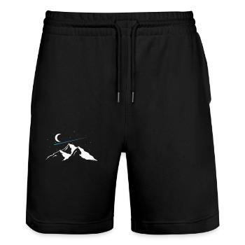 Shooting stars over mountains sky - Stanley/Stella Trainer Unisex Organic Jogging Shorts - black - Front - Nik (191cm) & Marisol (170cm)