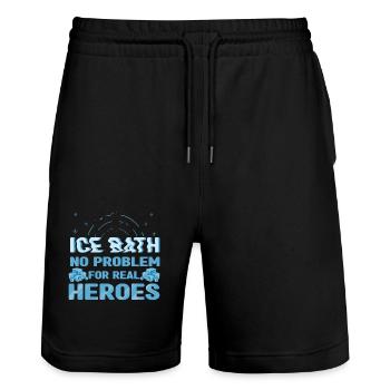 Ice Swimming No Problem Real Heroes Ice Bather - Stanley/Stella Unisex Bio Joggingshorts Trainer  - Schwarz - Vorne - Nik (191cm) & Marisol (170cm)