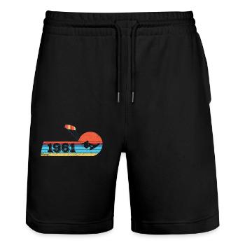 Kitesurf Anniversaire né en 1961 - Short de jogging bio TRAINER Stanley/Stella unisexe - noir - Devant - Nik (191cm) & Marisol (170cm)