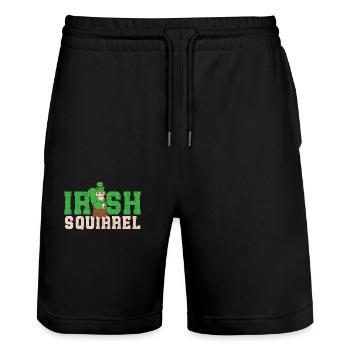 Irish Squirrel Green Cute St Patricks - Stanley/Stella Trainer Unisex Organic Jogging Shorts - black - Front - Nik (191cm) & Marisol (170cm)