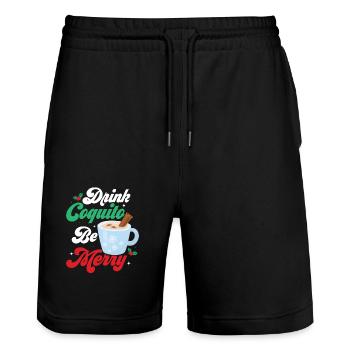 Drink Coquito Be Merry Puerto Rican Coconut Rum Dr - Stanley/Stella Unisex Bio Joggingshorts Trainer  - Schwarz - Vorne - Nik (191cm) & Marisol (170cm)