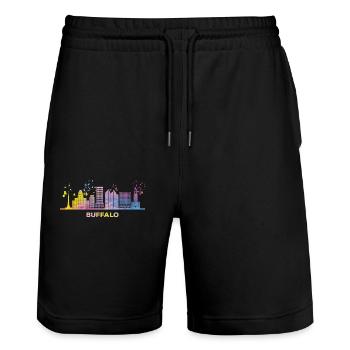 Buffalonians Skyline Paysage urbain Buffalo - Short de jogging bio TRAINER Stanley/Stella unisexe - noir - Devant - Nik (191cm) & Marisol (170cm)