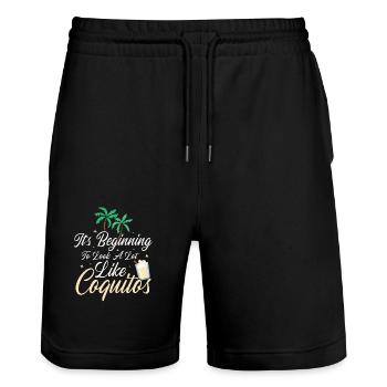 Funny Coquito Season Puerto Rican Coconut Rum Drin - Stanley/Stella Unisex Bio Joggingshorts Trainer  - Schwarz - Vorne - Nik (191cm) & Marisol (170cm)