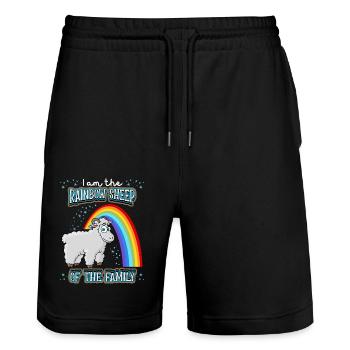Drôle de dicton LGBTQ avec des moutons et un arc-en-ciel - Short de jogging bio TRAINER Stanley/Stella unisexe - noir - Devant - Nik (191cm) & Marisol (170cm)